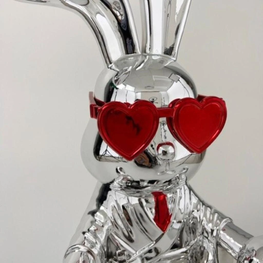 Finesse Decor Sitting Rabbit with Red Tie and Glasses 4