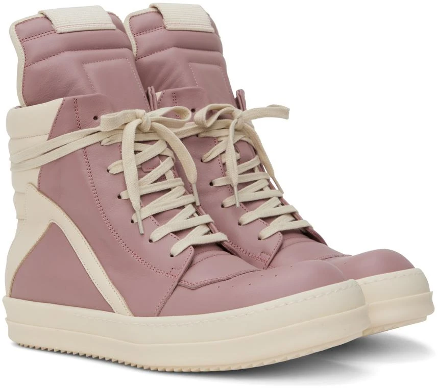 商品Rick Owens|Pink & Off-White Geobasket Sneakers,价格¥4770,第4张图片详细描述