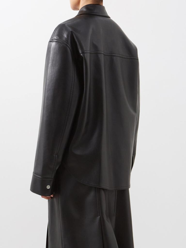 Kiora regenerated-leather blend overshirt商品第5张图片规格展示