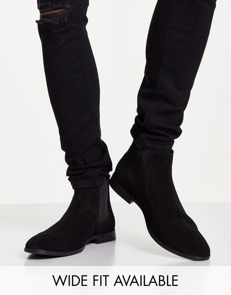 商品ASOS|ASOS DESIGN chelsea boots in black suede with black sole,价格¥264,第1张图片