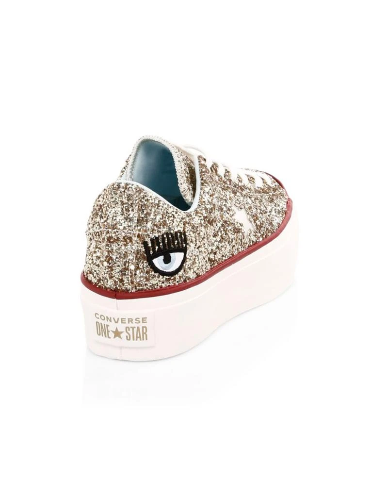 商品Converse|Chiara Ferragni One Star Glitter Leather Platform Sneakers,价格¥514,第3张图片详细描述