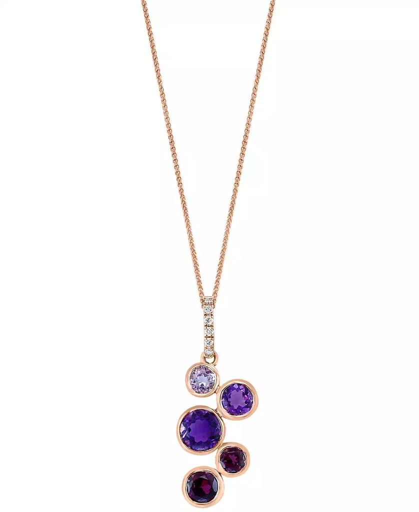 商品Macy's|Multi-Gemstone (2-1/8 ct. t.w.) & Diamond (1/20 ct. t.w.) Bezel 18" Pendant Necklace in 14k Rose Gold,价格¥12247,第1张图片