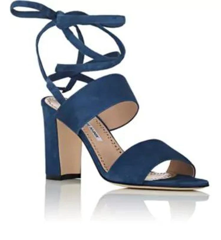 商品Manolo Blahnik|Khandala Suede Ankle-Tie Sandals,价格¥2794,第2张图片详细描述