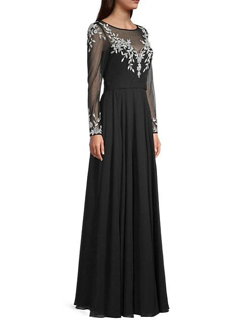 商品Basix Black Label|Embellished Long Sleeve Gown,价格¥2668,第4张图片详细描述