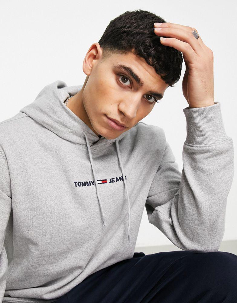 Tommy Jeans straight logo hoodie in grey商品第1张图片规格展示