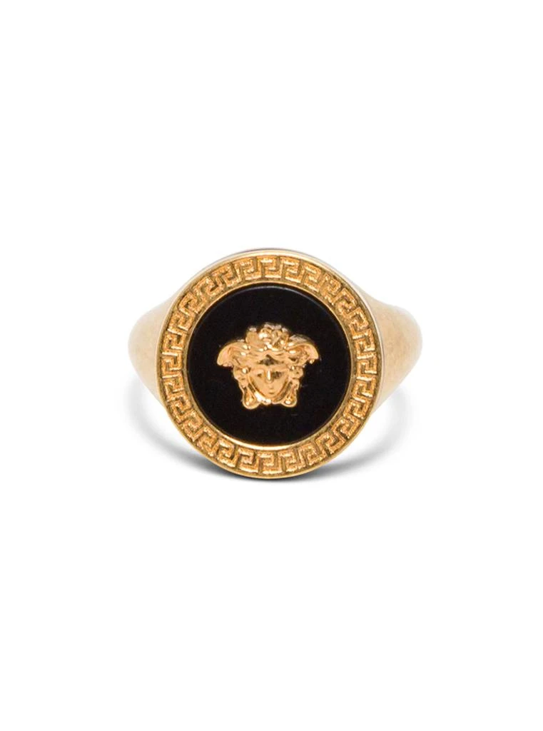商品Versace|Versace Woman's Medusa Metal and Black Resin Ring,价格¥1631,第1张图片