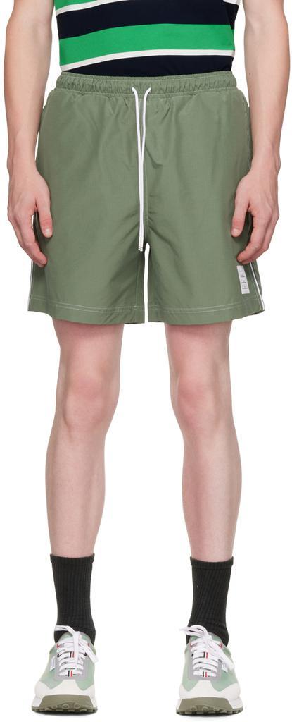 商品Thom Browne|Green Topstitch Track Shorts,价格¥7116,第1张图片