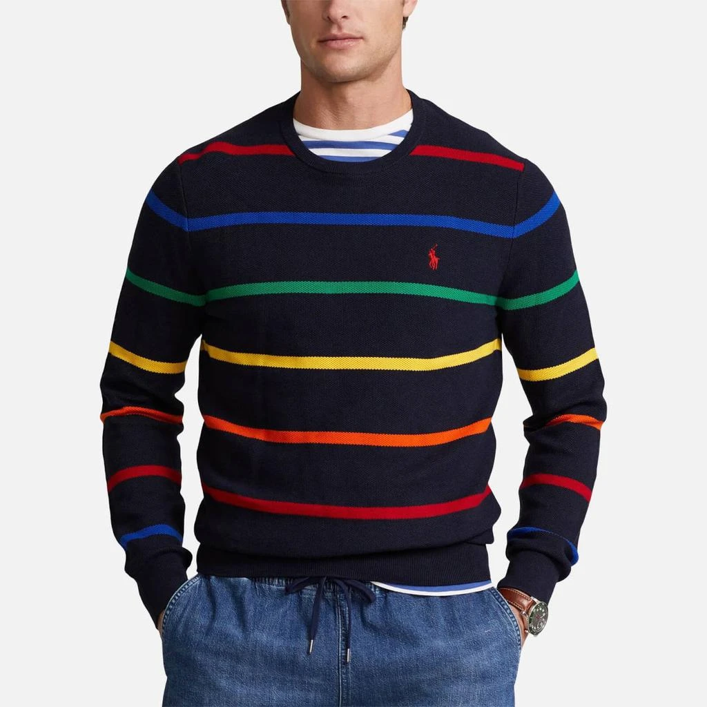 商品Ralph Lauren|Polo Ralph Lauren Men's Pima Cotton Jumper - Navy Heather Multi Stripe,价格¥740,第1张图片