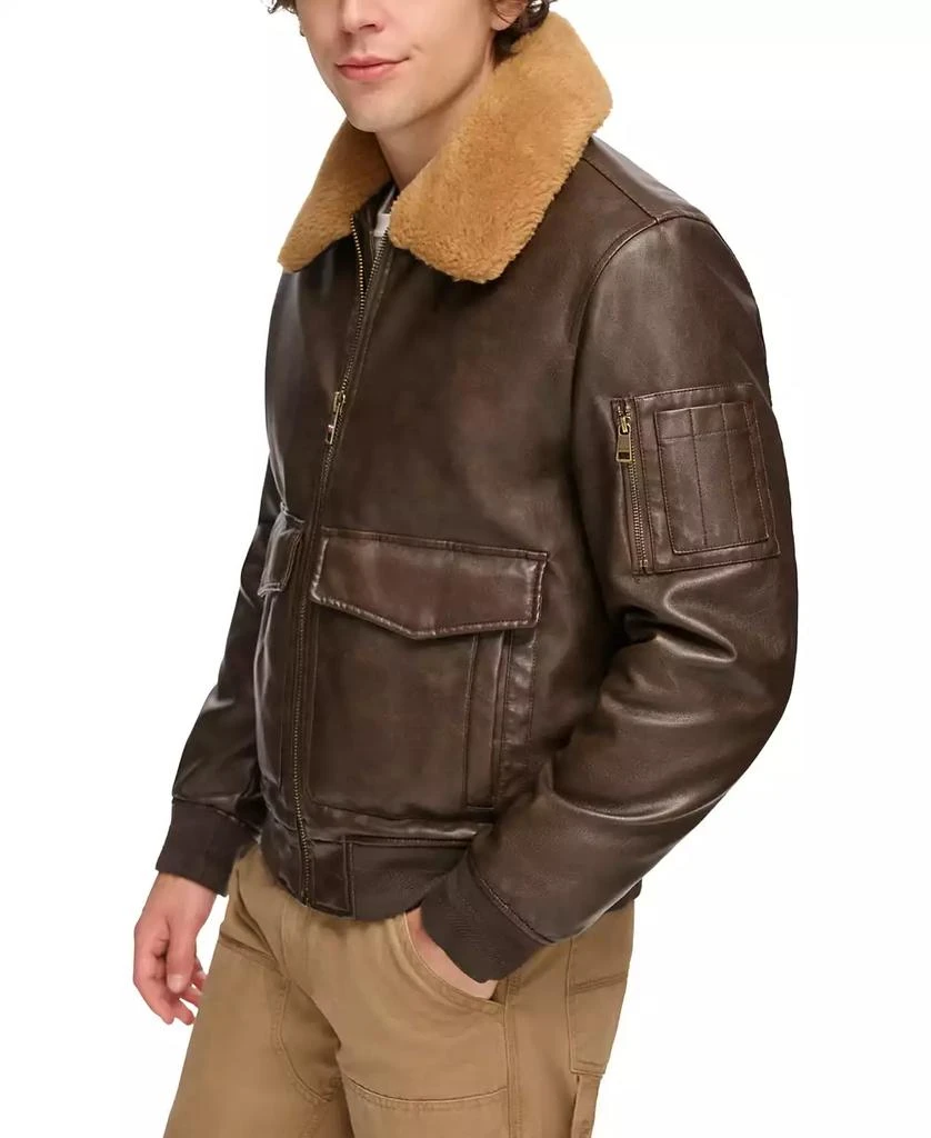 商品Tommy Hilfiger|Men's Faux-Fur-Trim Faux-Leather Bomber Jacket,价格¥658,第3张图片详细描述