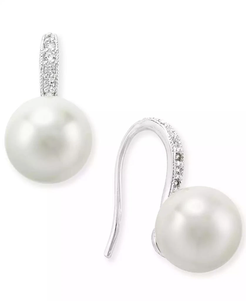 商品Charter Club|Silver-Tone Imitation Pearl and Pavé Drop Earrings, Created for Macy's,价格¥60,第1张图片