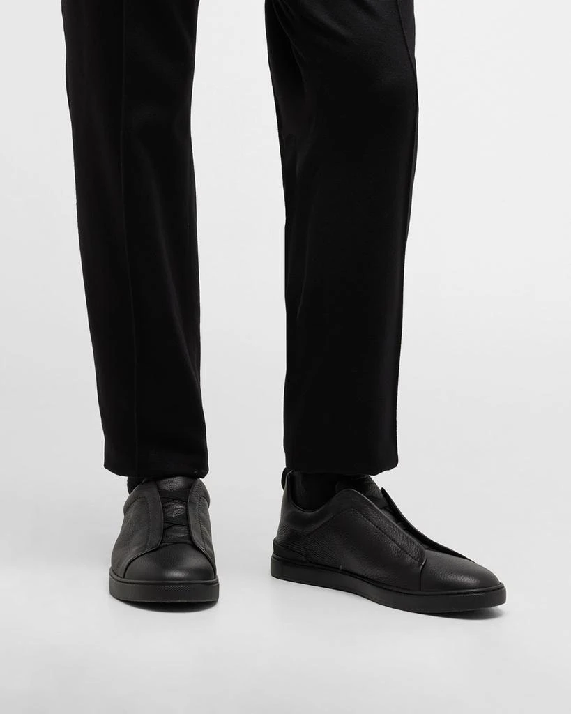 商品Zegna|Men's Triple Stitch Deerskin Leather Sneakers,价格¥8494,第3张图片详细描述