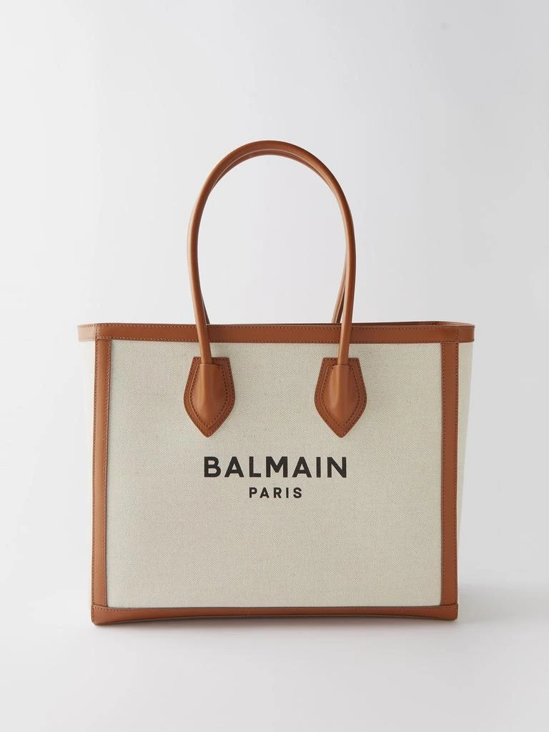 商品Balmain|B-Army leather-trim canvas tote bag,价格¥9134,第1张图片