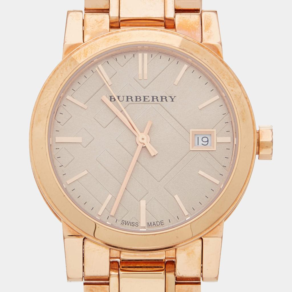 商品[二手商品] Burberry|Burberry Champagne Rose Gold Plated Stainless Steel The City BU9135 Women's Wristwatch 34 mm,价格¥2913,第5张图片详细描述