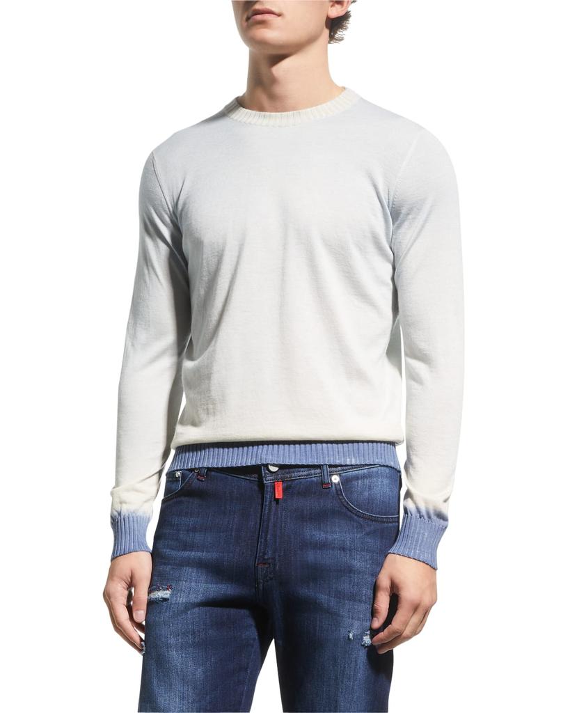 Men's Painted Trim Cotton Crewneck Sweater商品第3张图片规格展示