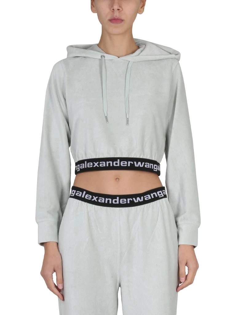 商品Alexander Wang|T by Alexander Wang Cropped Sweatshirt,价格¥1772,第1张图片