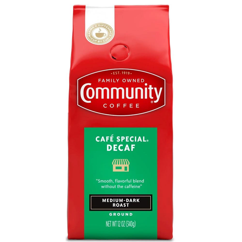 商品Community Coffee|Cafe Special Decaf Medium-Dark Roast Premium Ground Coffee, 12 Oz - 6 Pack,价格¥464,第2张图片详细描述