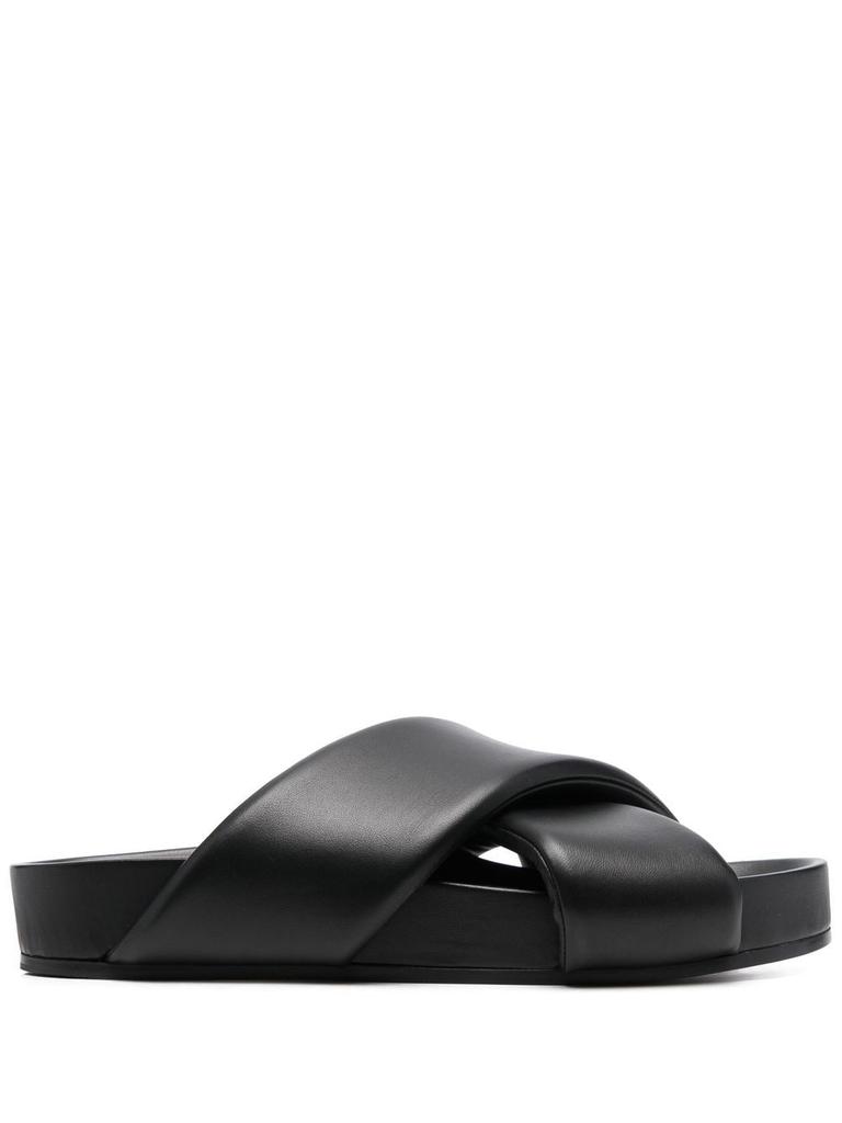 JIL SANDER Crossover-straps Leather Sandals Black商品第1张图片规格展示