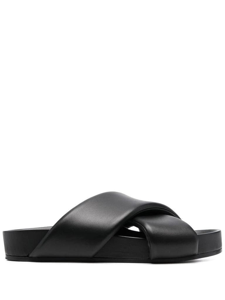 商品Jil Sander|JIL SANDER Crossover-straps Leather Sandals Black,价格¥4322,第1张图片