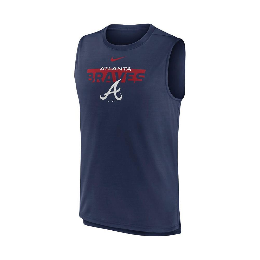 Men's Navy Atlanta Braves Knockout Stack Exceed Performance Muscle Tank Top商品第3张图片规格展示