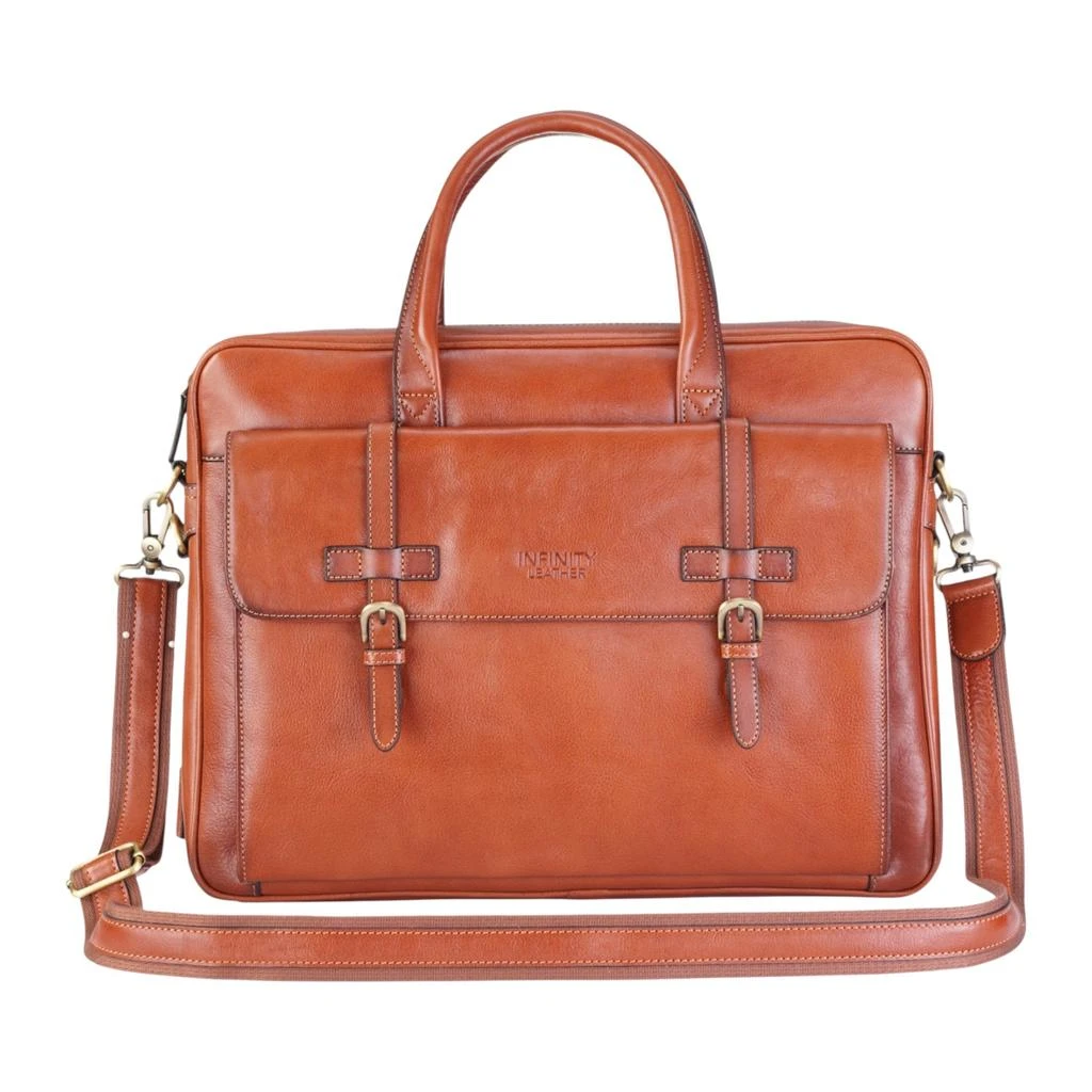 Genuine Leather Laptop Black Satchel Messenger Crossbody Shoulder Bag - Belmont 商品