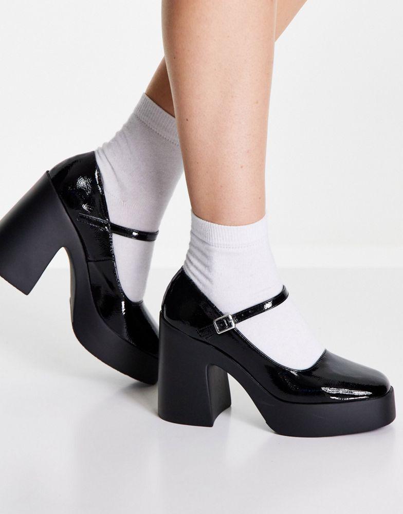 商品ASOS|ASOS DESIGN Penny platform mary jane heeled shoes in black,价格¥265,第5张图片详细描述