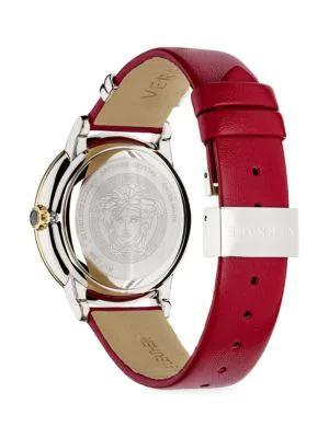 商品Versace|38MM Stainless Steel & Leather Strap Watch,价格¥4960,第5张图片详细描述