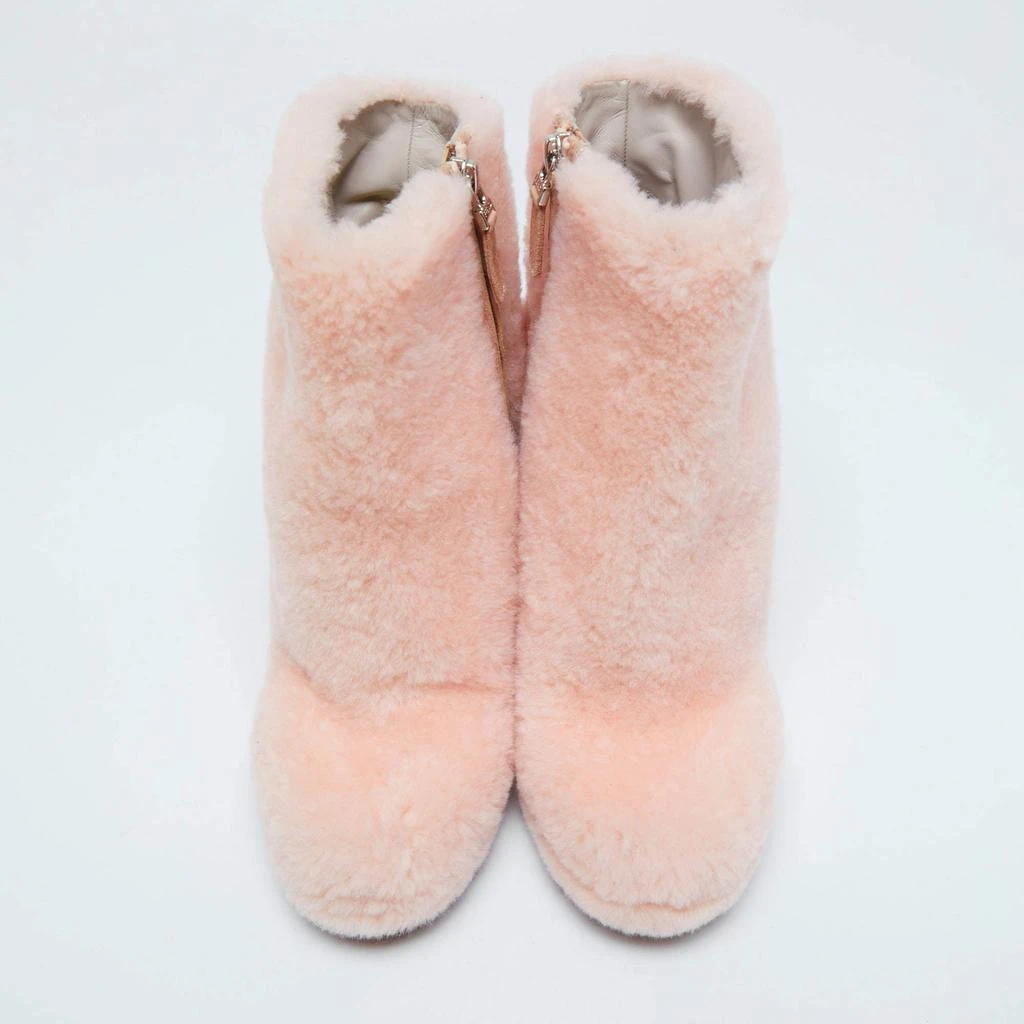 商品Fendi|Fendi Pink Shearling Fur Ice Heel Ankle Boots Size 39,价格¥4867,第3张图片详细描述