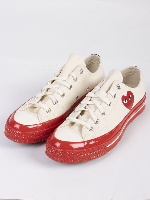 商品Comme des Garcons|Converse Chuck 70 - white low-top sneakers - red sole,价格¥1201,第1张图片