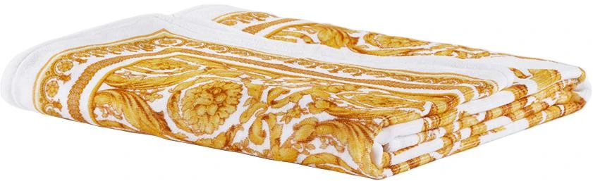 商品Versace|Kids White & Gold Barocco Towel,价格¥970,第2张图片详细描述