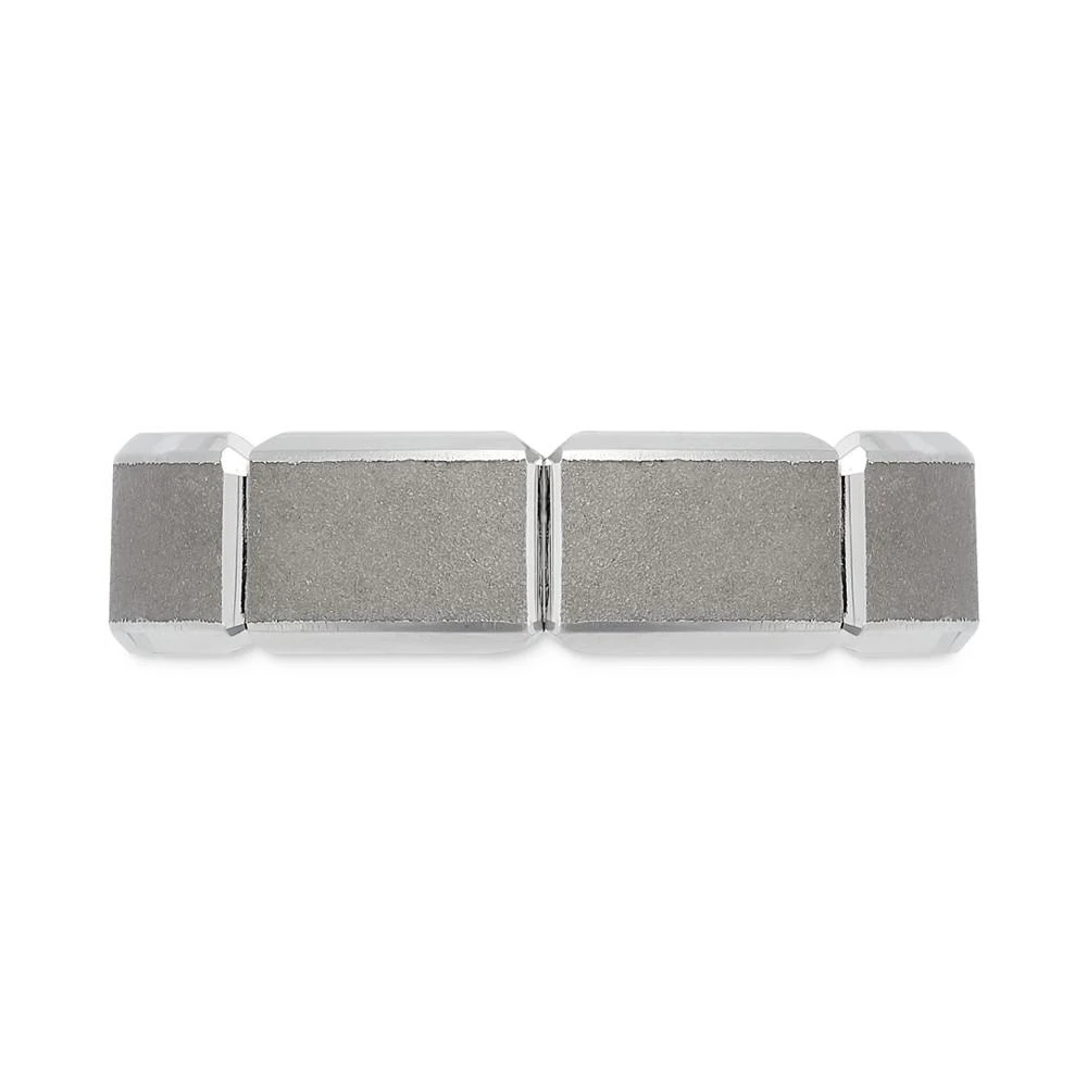 商品Macy's|Men's Textured Bevel Segment Band in 10k White Gold,价格¥14694,第2张图片详细描述