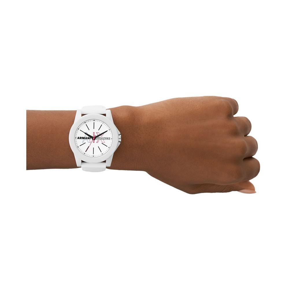 商品Armani Exchange|Women's Three-Hand White Silicone Strap Watch, 40mm,价格¥661,第6张图片详细描述