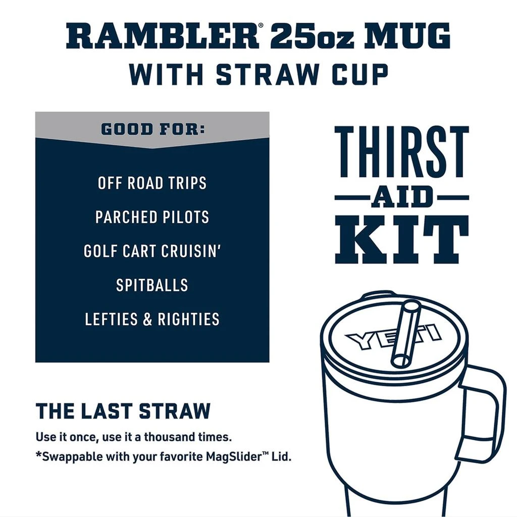 商品YETI|YETI Rambler Tumbler with Handle and Straw Lid, Vacuum Insulated Travel Mug, Stainless Steel,价格¥258,第3张图片详细描述