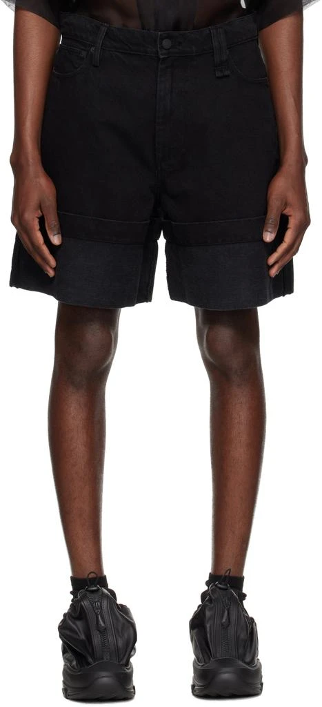 商品Simone Rocha|Black Wide Leg Puddle Denim Shorts,价格¥3489,第1张图片