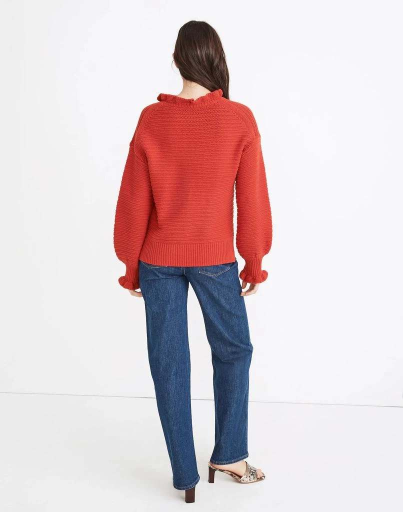 商品Madewell|Ruffle-Neck Pullover Sweater in Cotton-Merino Yarn,价格¥693,第3张图片详细描述