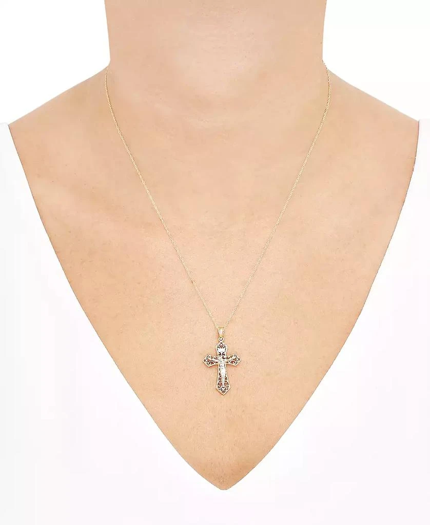 商品Macy's|Crucifix 18" Pendant Necklace in 14k Gold & 14k White Gold,价格¥1703,第2张图片详细描述