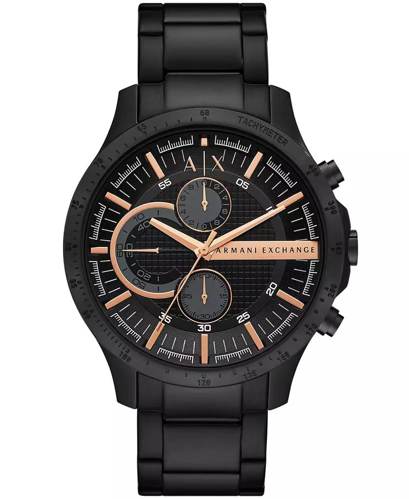 商品Armani Exchange|Men's Chronograph in Black Plated Stainless Steel Bracelet Watch 46mm,价格¥1110,第1张图片