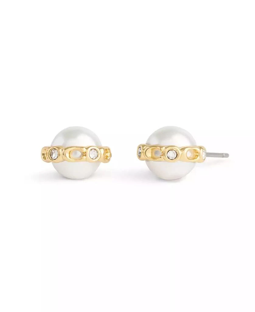 商品Coach|Faux Cultivated Pearl Vintage Charms Signature Stud Earrings,价格¥413,第1张图片