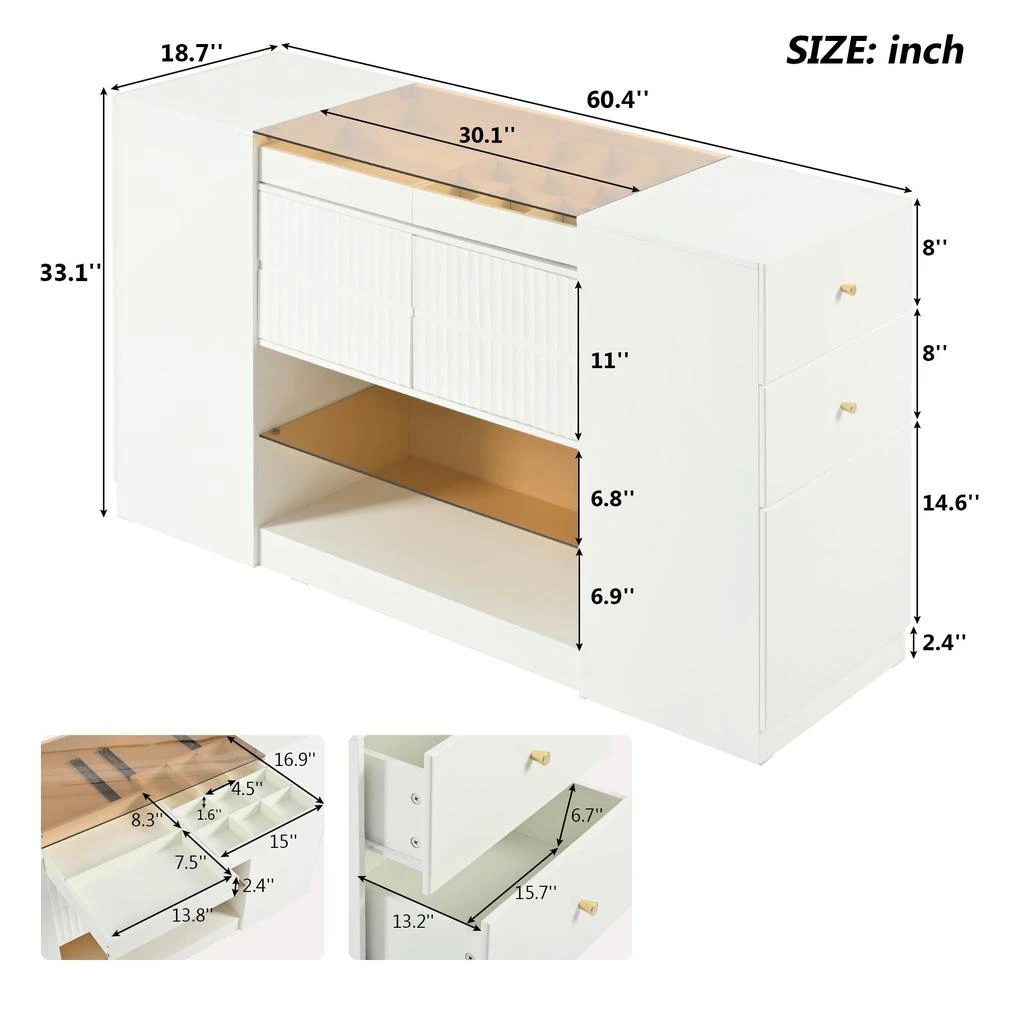 商品Streamdale Furniture|Streamdale Modern Luxury Island Vanity & Storage Cabinet Elegance Meets Functionality,价格¥4490,第4张图片详细描述