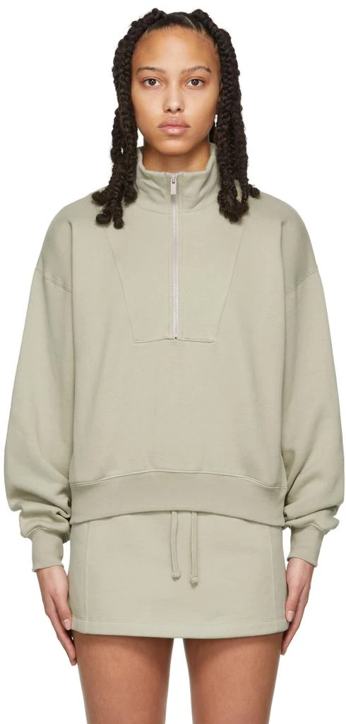 商品Essentials|Green 1/2 Zip Pullover Sweatshirt,价格¥340,第1张图片