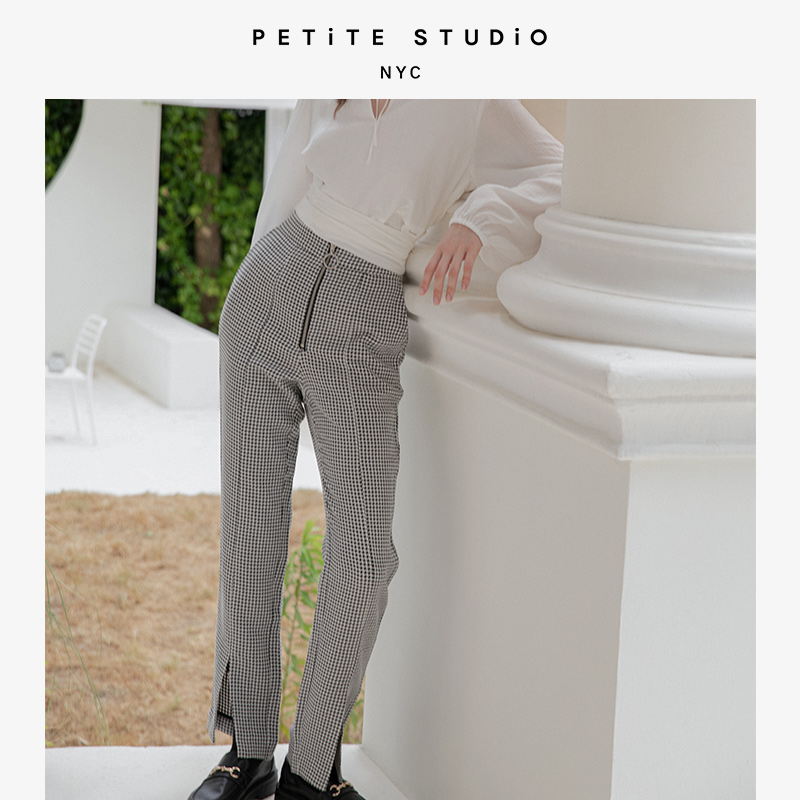 Addison千鸟格摩登时髦前开衩高腰裤 | Addison Pants -  Houndstooth商品第4张图片规格展示
