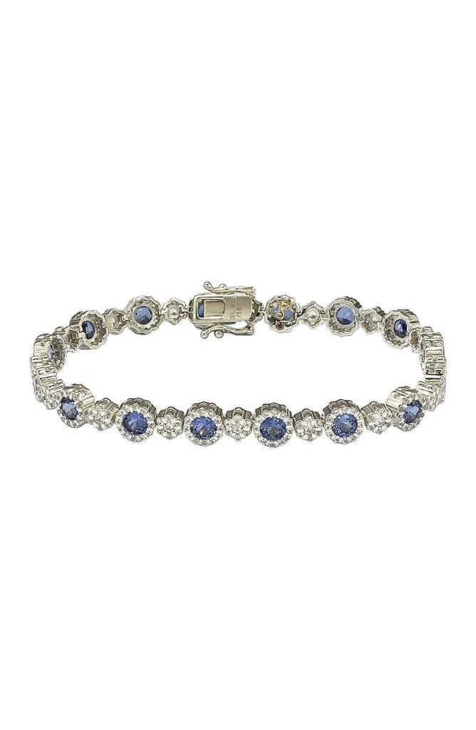 商品Suzy Levian|Sterling Silver Sapphire Filigree Diamond Accent Bracelet,价格¥3727,第1张图片