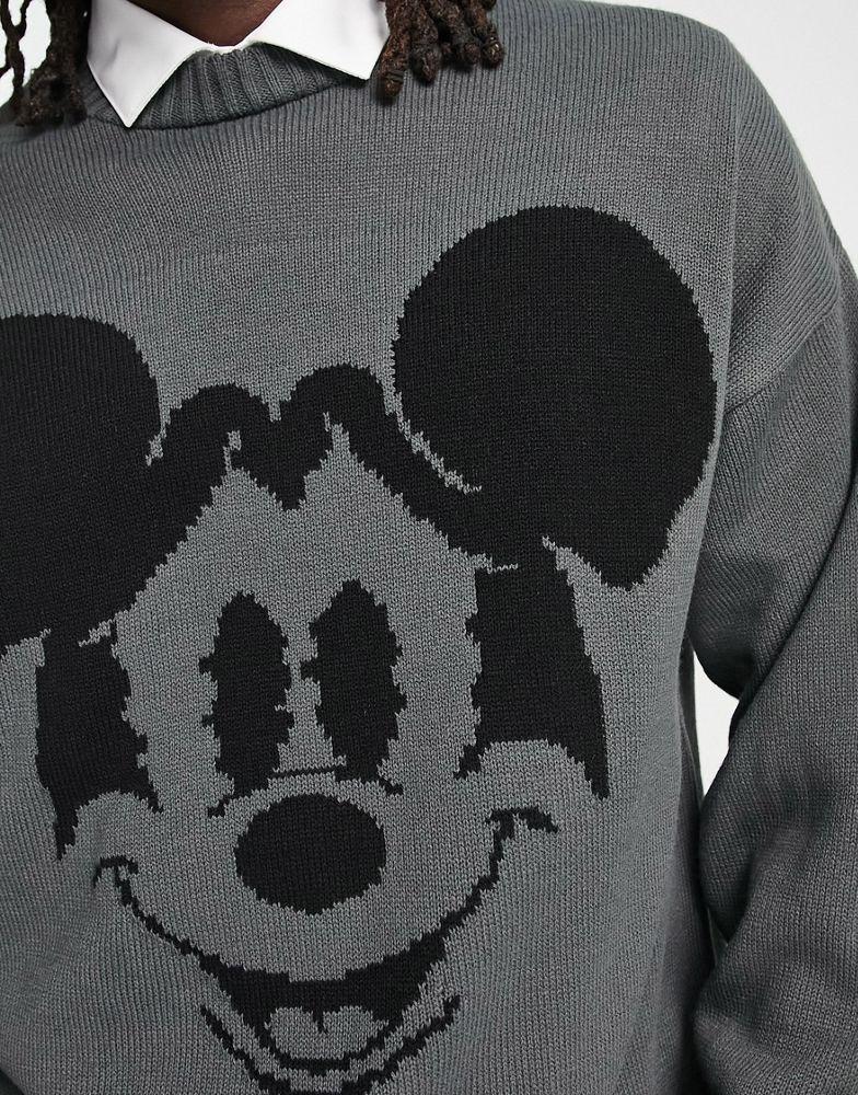 ASOS DESIGN Punk Mickey oversized knitted jumper In grey商品第3张图片规格展示