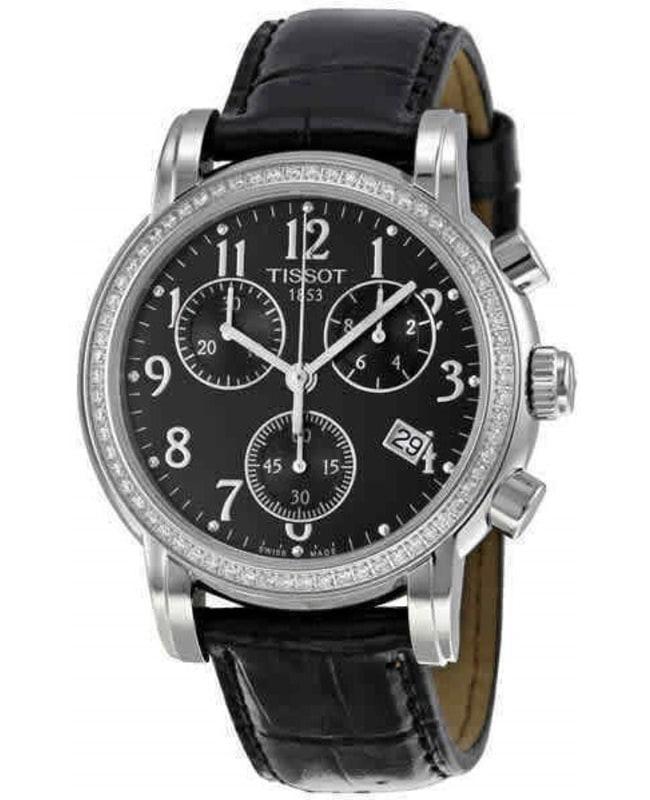 商品Tissot|Tissot Dressport Black Dial Leather Strap Women's Watch T050.217.16.052.01,价格¥3272,第1张图片