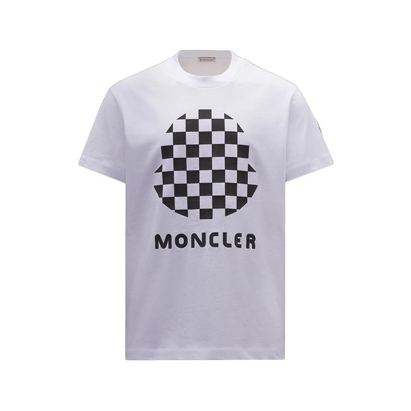 商品Moncler|【预售3-7天】Moncler/蒙克莱 22年秋冬新款 男士浅灰色纯棉毛毡徽标短袖T恤H10918C000128390T080,价格¥1809,第1张图片