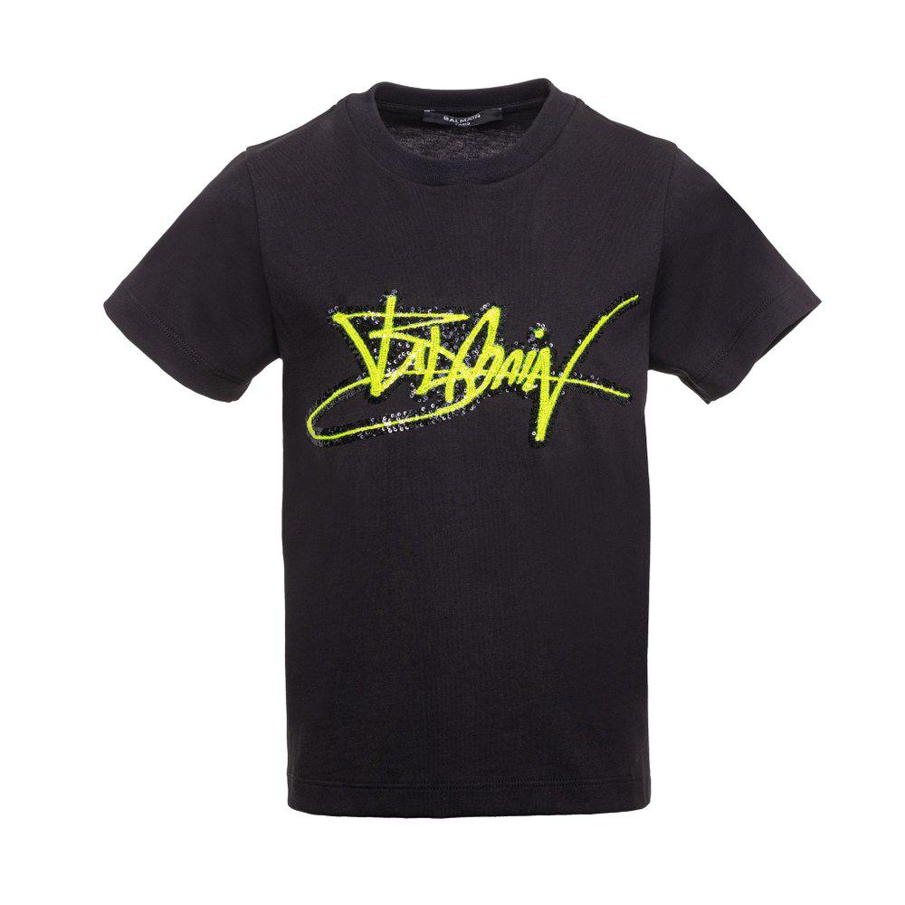 Balmain Kids Logo Printed Crewneck T-Shirt商品第1张图片规格展示