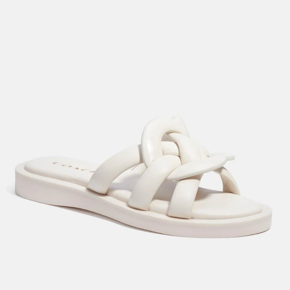 商品Coach|COACH WOMEN'S GEORGIE LEATHER SLIDE SANDALS - CHALK,价格¥867,第2张图片详细描述