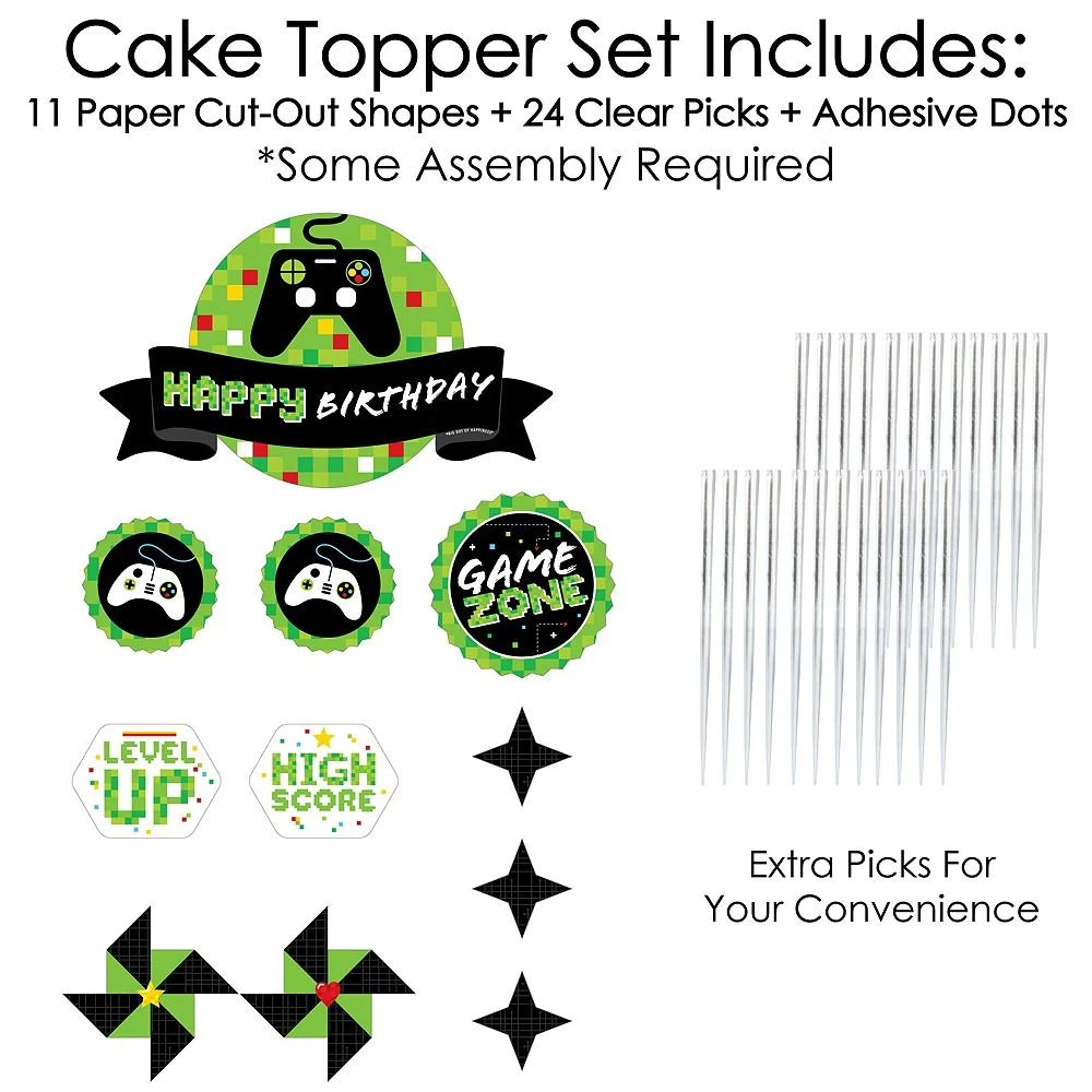 商品Big Dot of Happiness|Game Zone - Video Game Birthday Cake Decorating Kit - Cake Topper Set - 11 Pc,价格¥120,第3张图片详细描述