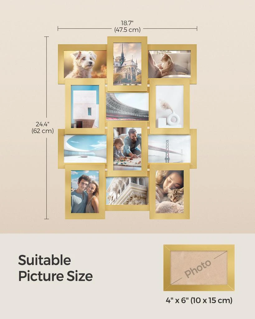 商品BreeBe|Collage Picture Frames, 4x6 for Wall Decor Set of 12, Multi Family Photo for Gallery Decor, Hanging Display,价格¥602,第4张图片详细描述