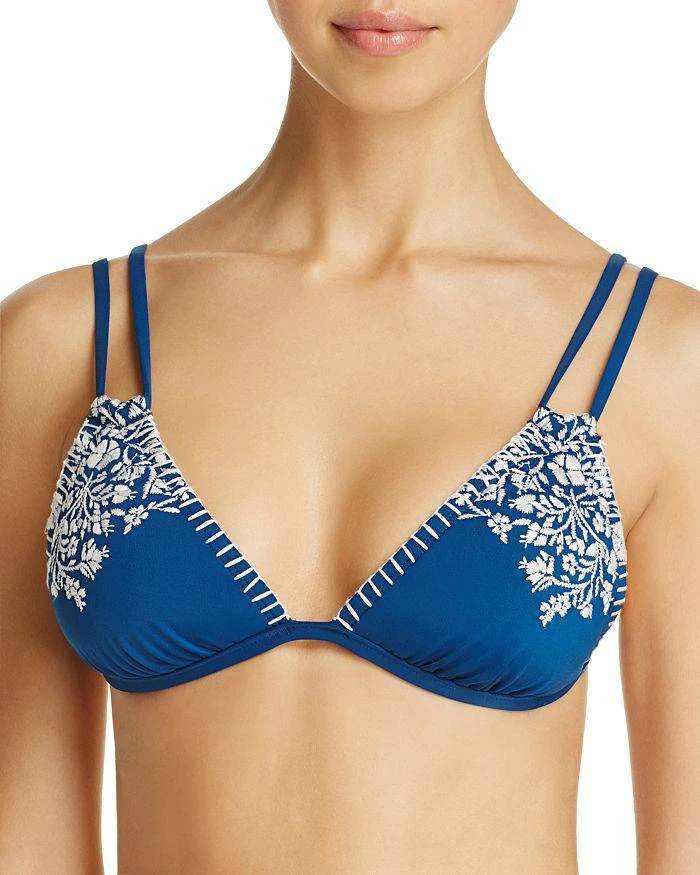 商品Lucky Brand|Stitch In Time Triangle Bikini Top,价格¥556,第1张图片