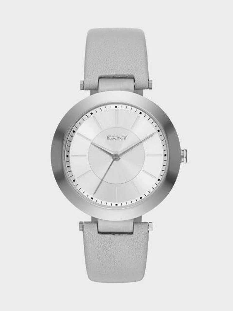 商品DKNY|Stanhope Grey Leather 3 Hand Watch,价格¥755,第1张图片